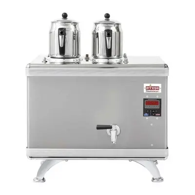 Ateşe Titanium Compact Akıllı Gazlı Elektrikli İnox 2 Demlikli Çay Kazanı, 24 Litre - 1