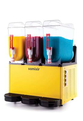 Samixir SLUSH36.Y Ice Slush Triple Milkshake Meyve Suyu Dispenseri, 12+12+12 L, Sarı - 1