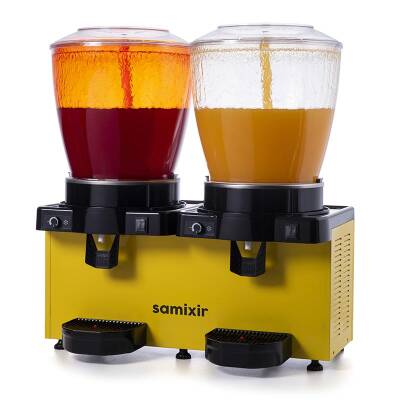 Samixir SS44 Panaromik Analog Twin Soğuk İçecek Dispenseri, 22+22 L, Fıskiyeli, Sarı - 1